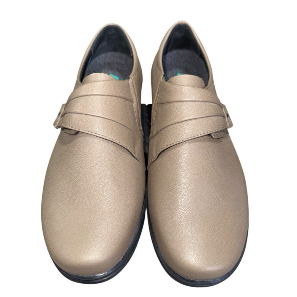 Apex Work Shoe Tan Leather Upper Rubber Slip Resistant Strap Closure Sz 10.5 W